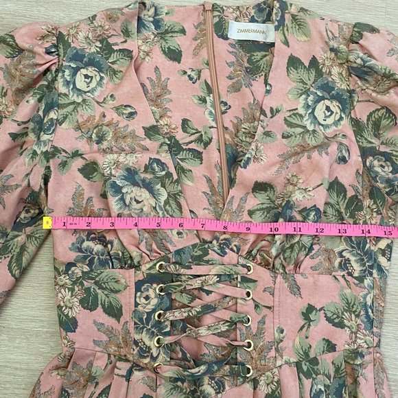 Zimmermann 100% Silk Tempest Lace Up Mini Dress Size 1 (AU 10 / USA 6) RRP $850 - Picture 11 of 12